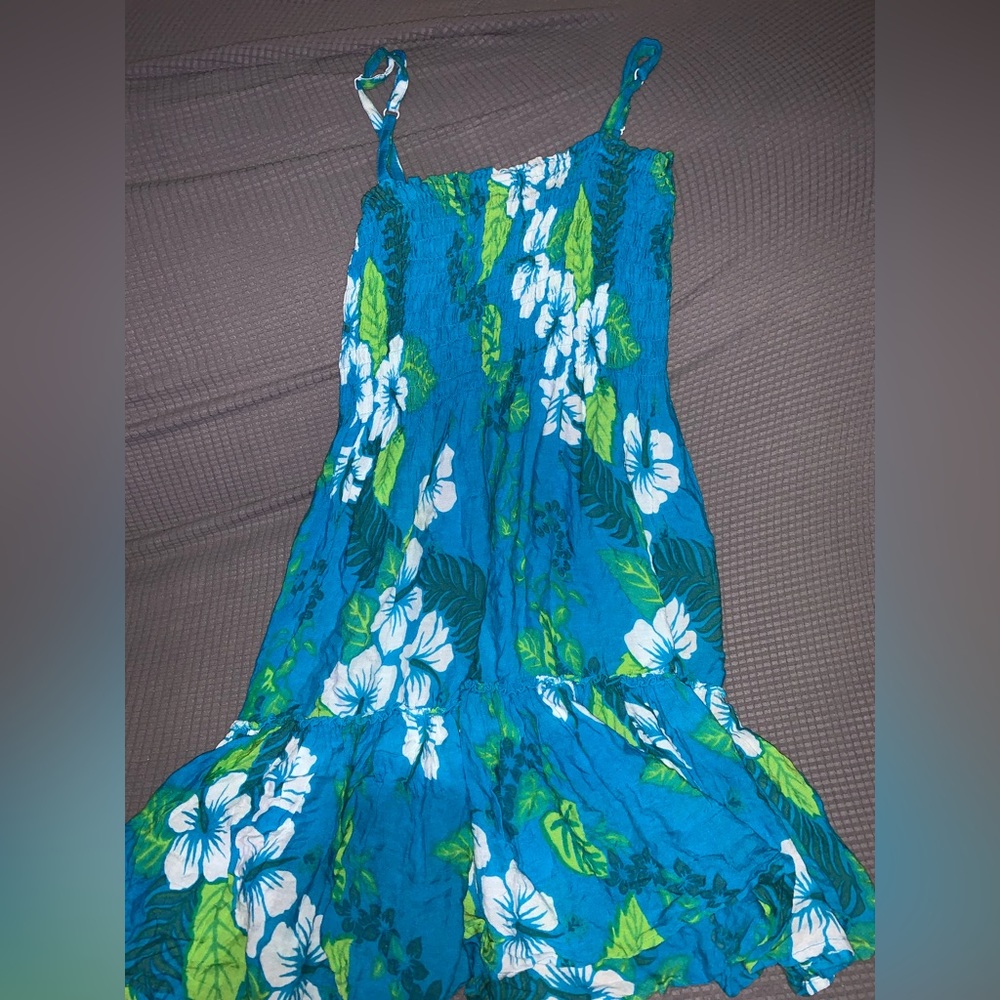 Blue and white floral dress